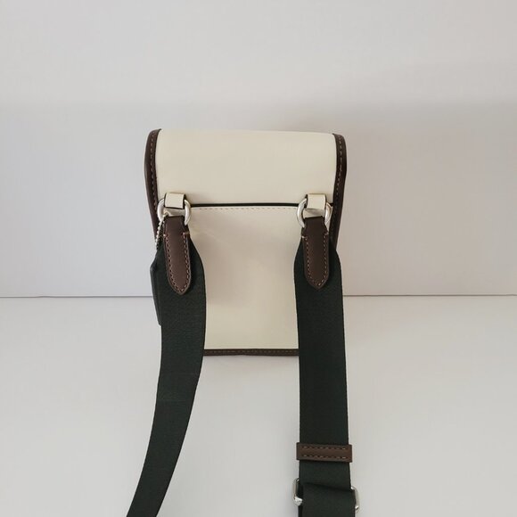 Coach CT887 Track Racer Phone Crossbody Leather Messenger Bag Chalk Maple - Picture 4 of 7